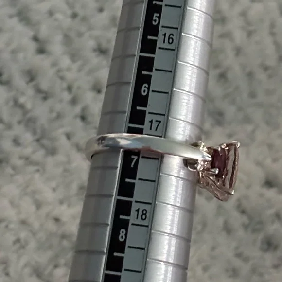 Morganite & Rhodolite Sterling Silver Ring size 7